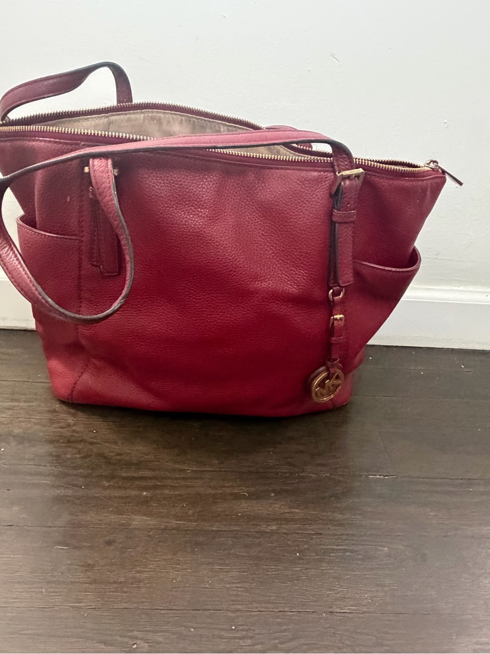 Michael Kors Burgundy Pebbled Leather Tote
